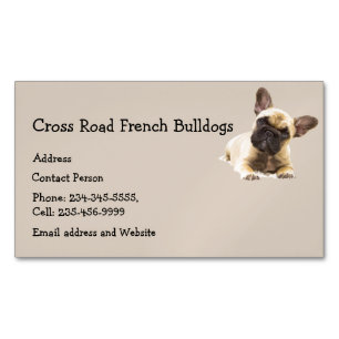 Custom French Bulldogs Dog Pet Animal Logo Magnetic Business Card