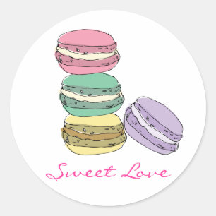 Custom french macaron stickers. classic round sticker