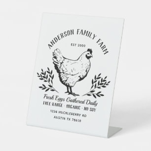 Custom Fresh Eggs Family Farm  Pedestal Sign