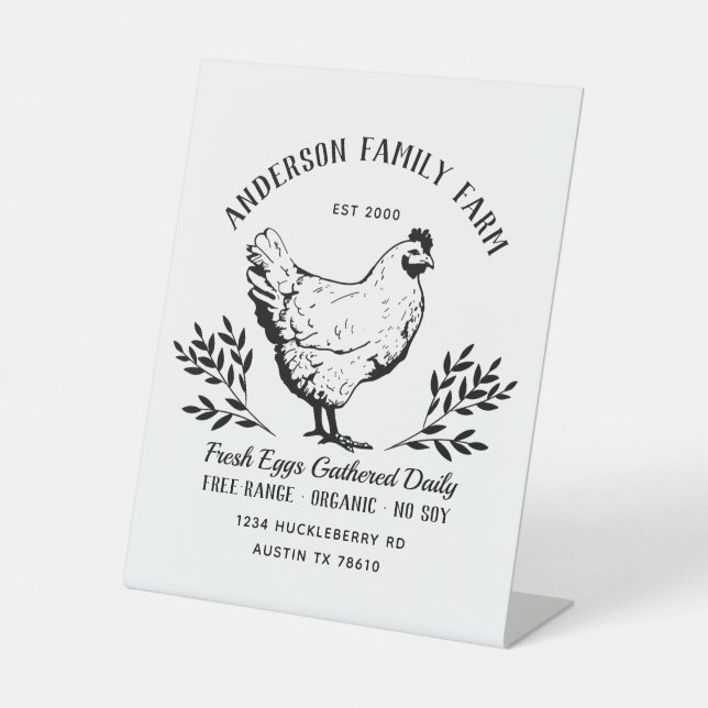 Custom Fresh Eggs Family Farm  Pedestal Sign (Front)