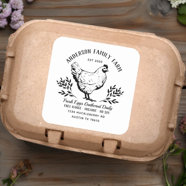 Custom Fresh Eggs Family Farm  Square Sticker (Creator Uploaded)
