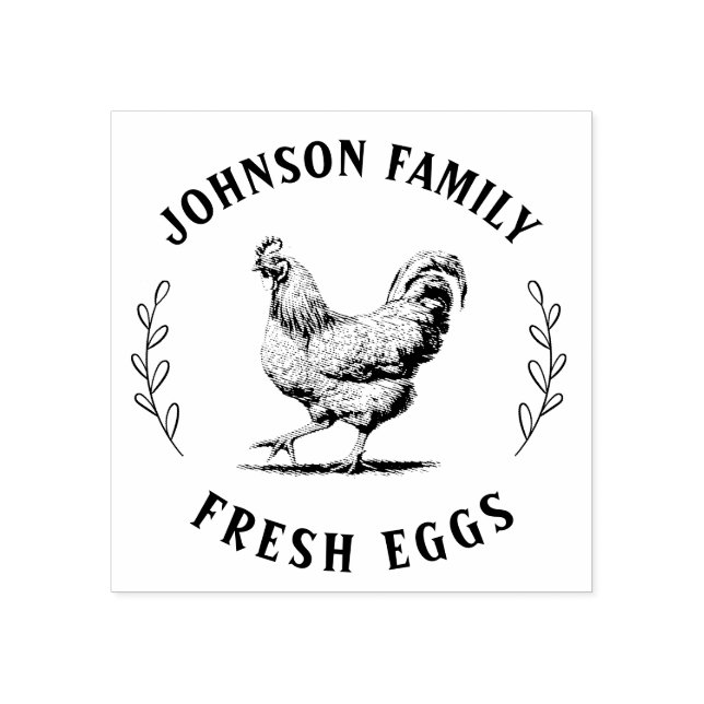 Custom Fresh Eggs Family | Farmhouse Hen | Egg  Ru Rubber Stamp (Imprint)