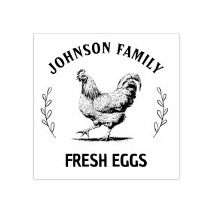 Custom Fresh Eggs Family   Farmhouse Hen   Egg  Ru Rubber Stamp