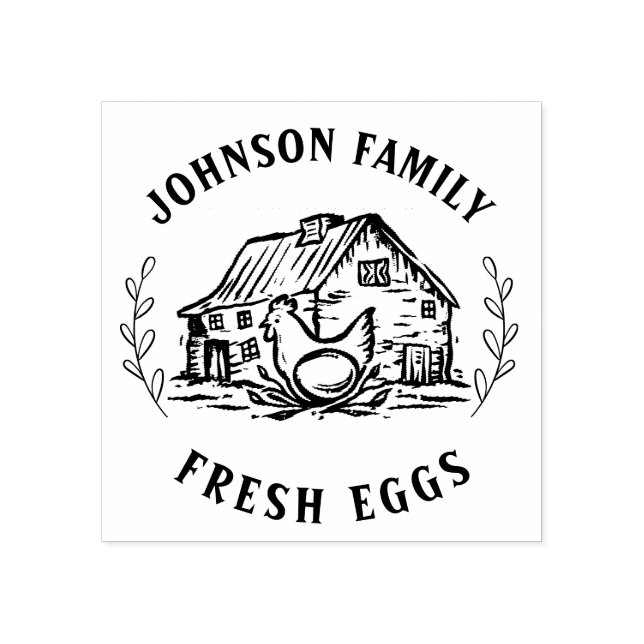 Custom Fresh Eggs Family | Farmhouse Hen | Egg  Ru Rubber Stamp (Imprint)
