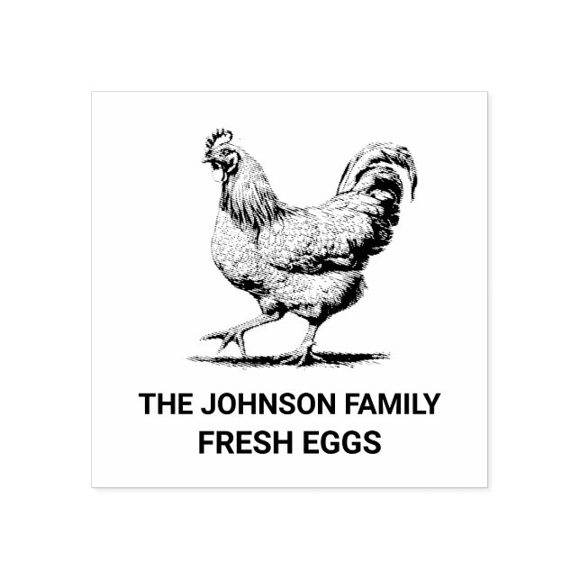 Custom Fresh Eggs Family | Farmhouse Hen | Egg  Ru Rubber Stamp (Imprint)