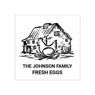 Custom Fresh Eggs Family   Farmhouse Hen   Egg  Ru Rubber Stamp