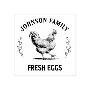 Custom Fresh Eggs Family   Farmhouse Hen   Egg  Ru Rubber Stamp