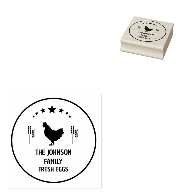 Custom Fresh Eggs Family | Farmhouse Hen | Egg  Ru Rubber Stamp (Stamped)