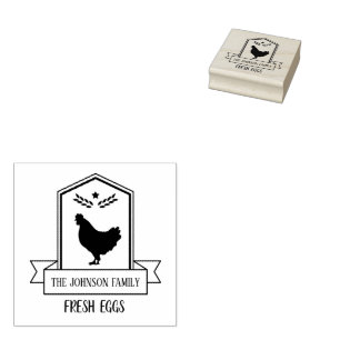 Custom Fresh Eggs Family   Farmhouse Hen   Egg  Rubber Stamp