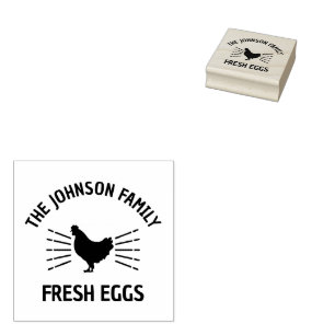 Custom Fresh Eggs Family   Farmhouse Hen   Egg  Rubber Stamp