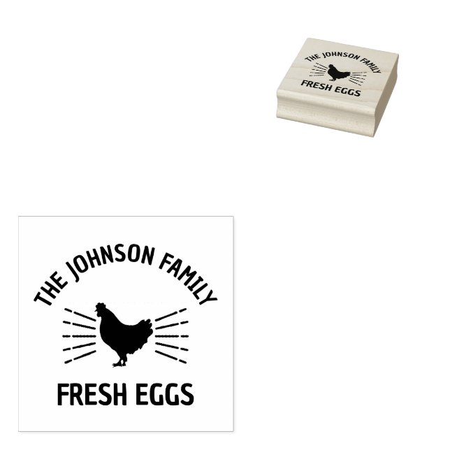 Custom Fresh Eggs Family | Farmhouse Hen | Egg  Rubber Stamp (Stamped)