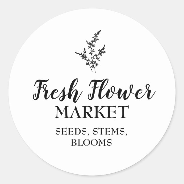 Custom Fresh Flower Market Florist Classic Round Sticker (Front)