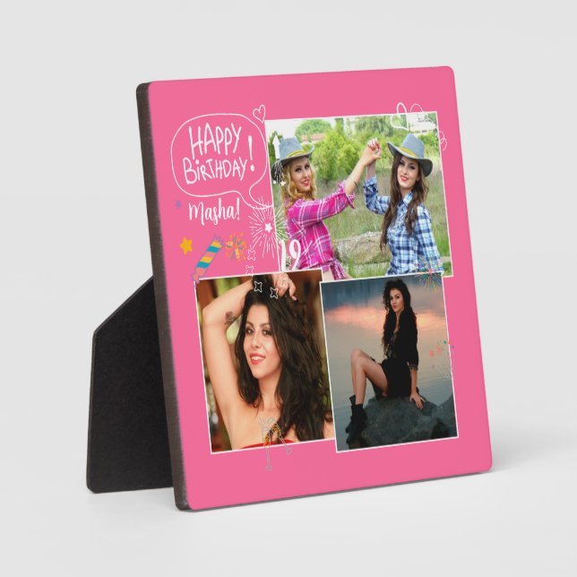 Custom Friend Happy Birthday Photo Collage  Plaque (Front)