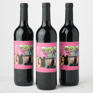 Custom Friend Happy Birthday Photo Collage Wine Label