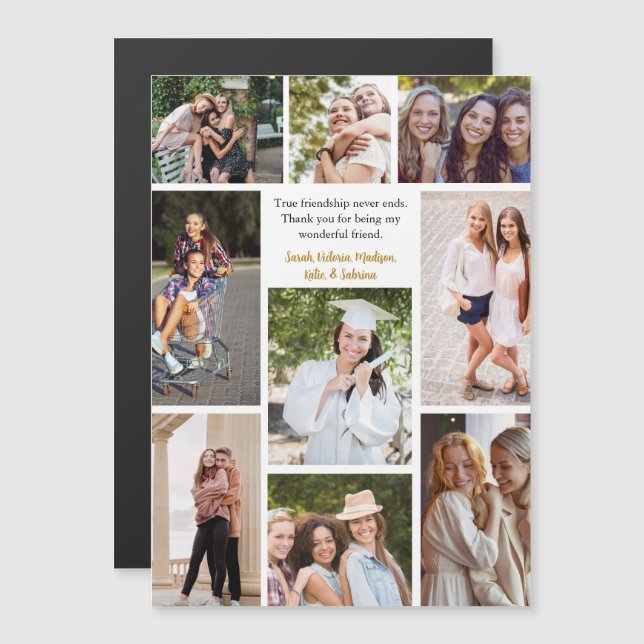 Custom Friends Collage Friendship Magnet Card (Front/Back)