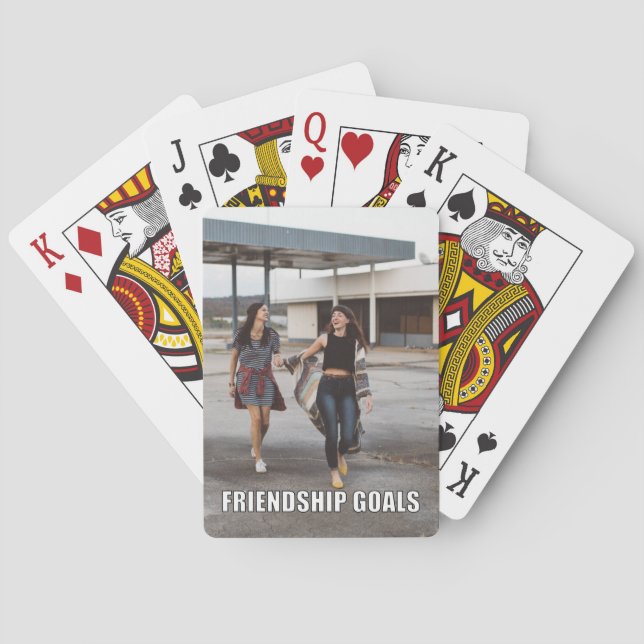 Custom Friends Photo Funny Friendship Goals Meme Playing Cards (Back)