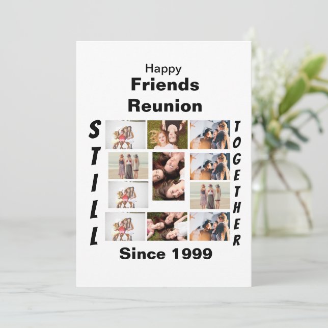Custom Friends Reunion 11 Photo Collage Invitation (Standing Front)