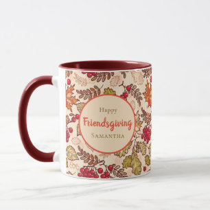 Custom Friendsgiving Fall Foliage and Berry Design Mug