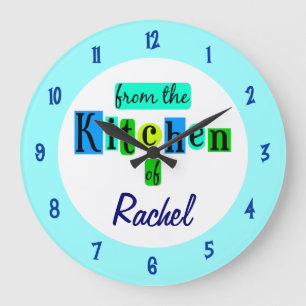 Custom From the Kitchen Of Blue Green Colours Cloc Large Clock