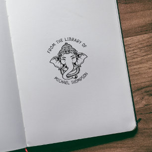 Custom From the Library Of, Ganesha Hindu God   Rubber Stamp