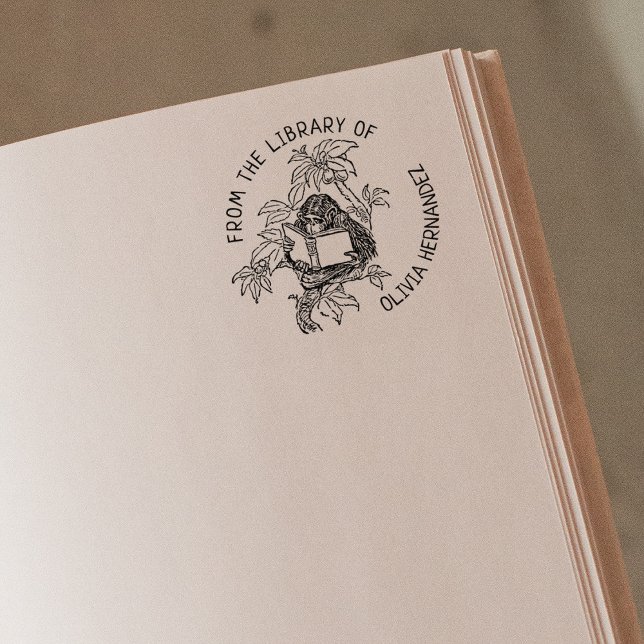 Custom From the Library Of, Monkey Book  Rubber Stamp (Creator Uploaded)