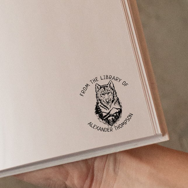 Custom From the Library Of, Wolf Book   Rubber Stamp (Creator Uploaded)
