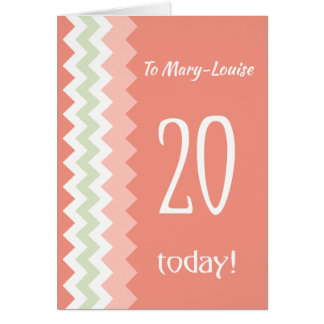 Custom Front 20th Birthday, Coral, Mint Chevrons