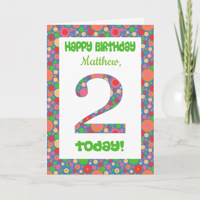 Custom Front 2nd Birthday Card Bright and Bubbly (Front)