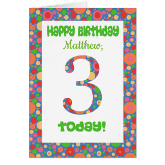 Custom Front 3rd Birthday Card Bright and Bubbly
