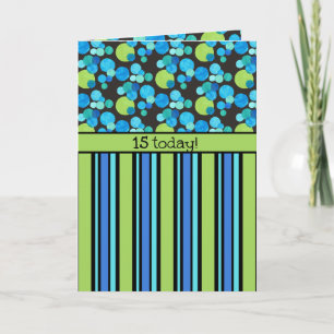 Custom Front Birthday Card: Blue Moons and Stripes Card
