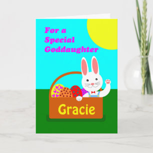 Custom Front Easter for Goddaughter, Add a Name Holiday Card