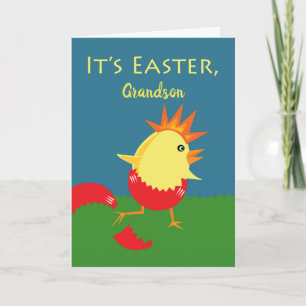 Custom Front Easter for Grandson, Get Crackin' Holiday Card