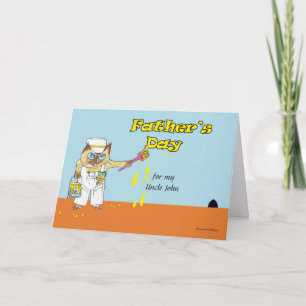Custom Front Father's Day Cat Painting Wall Card