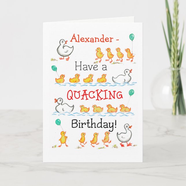 Custom Front Fun Ducklings Quacking Birthday Card (Front)