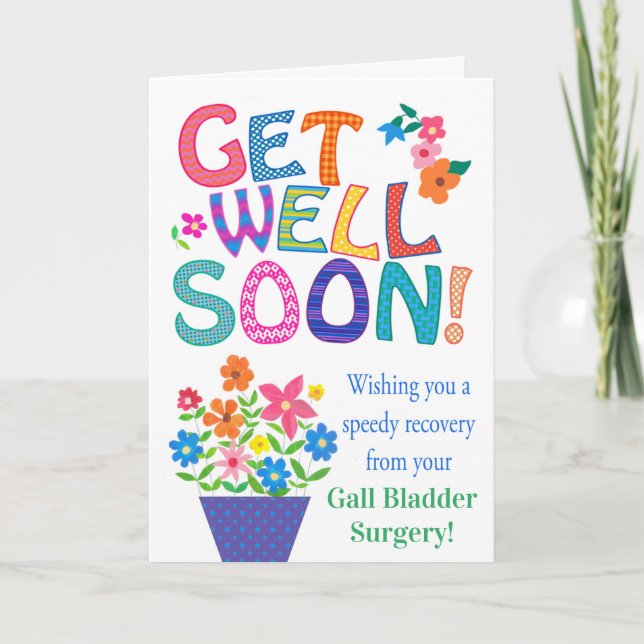 Custom Front Get Well with Bright Flowers Card (Front)