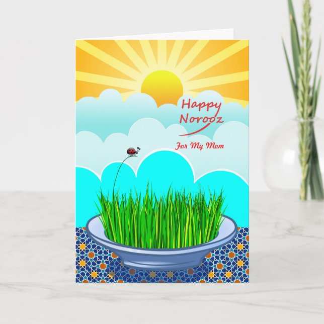 Custom Front Happy Norooz for Mum, Sabzeh, Wheat Holiday Card (Front)