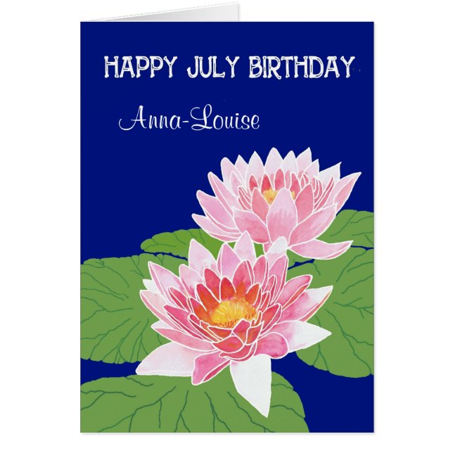 Custom Front Pink Water Lilies for July Birthday (Front)