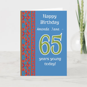 Custom Front Red Field Poppies 65th Birthday Card