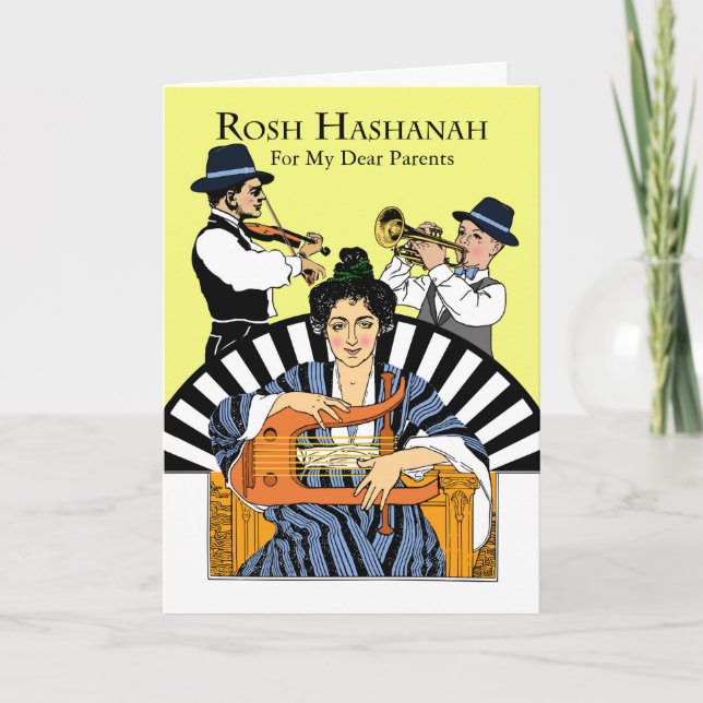 Custom Front Rosh Hashanah, Klezmer Family Band Holiday Card (Front)
