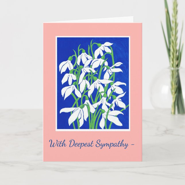 Custom Front Snowdrops Deepest Sympathy Card (Front)