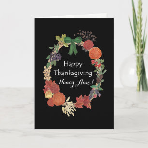 Custom Front Thanksgiving Fall Wreath Holiday Card
