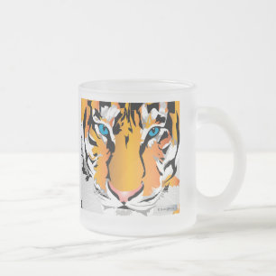 CUSTOM FROST MUG-TIGER-ORANGE FROSTED GLASS COFFEE MUG