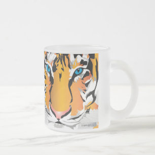 CUSTOM FROST MUG-TIGER-ORANGE FROSTED GLASS COFFEE MUG