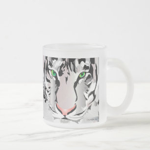 CUSTOM FROST MUG-TIGER-WHITE/GREY FROSTED GLASS CO COFFEE MUG