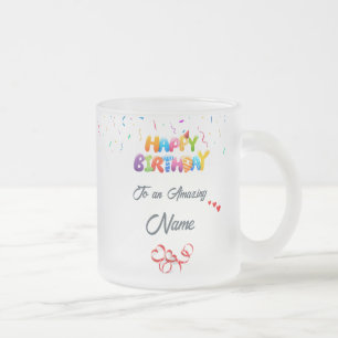 Custom Frosted Glass Mug - Elegant Birthday Gift