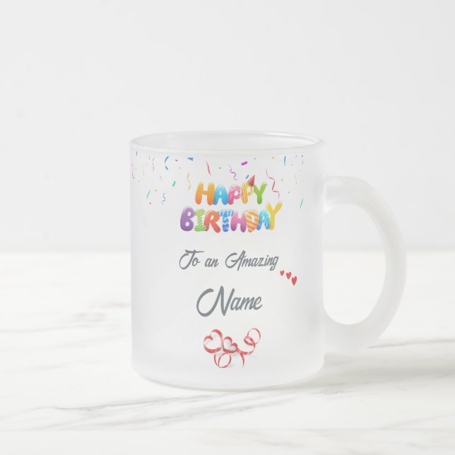 Custom Frosted Glass Mug - Elegant Birthday Gift (Right)
