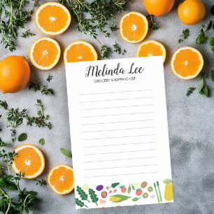 CUSTOM Fruit Veggies Border Grocery Shopping List Post-it Notes