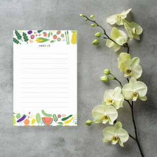 CUSTOM Fruit Veggies Border Grocery Shopping List Post-it Notes