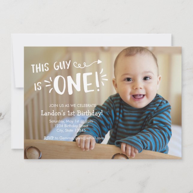 Custom Full Photo First Birthday Invitation (Front)