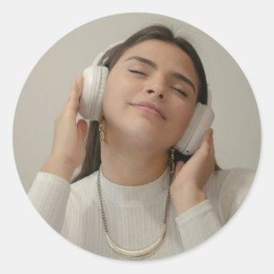 Custom Full Photo Modern  Classic Round Sticker